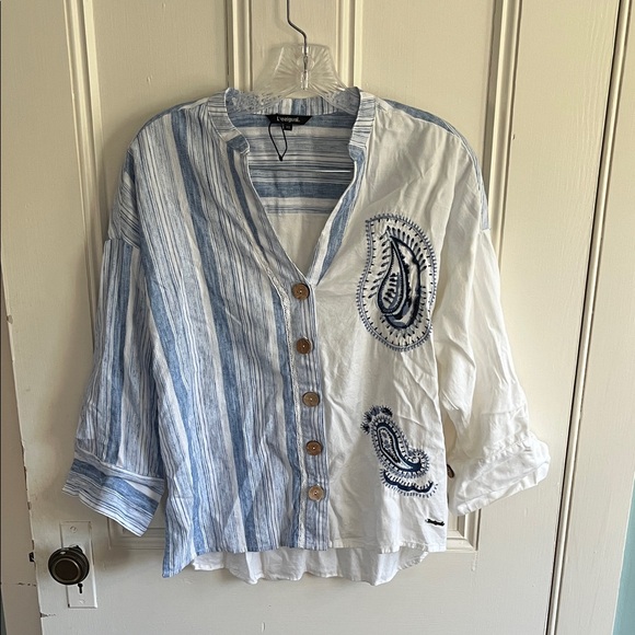 Desigual Tops - Desigual Striped Top in Blue and White